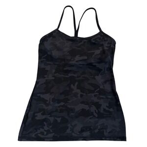 Lululemon Power Y Tank Top Ingognito Camo Black Grey Athletic Racerback Women 8